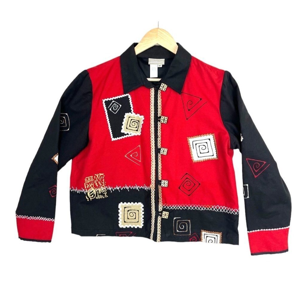Coldwater Creek oriental red and black jacket‎ size M
